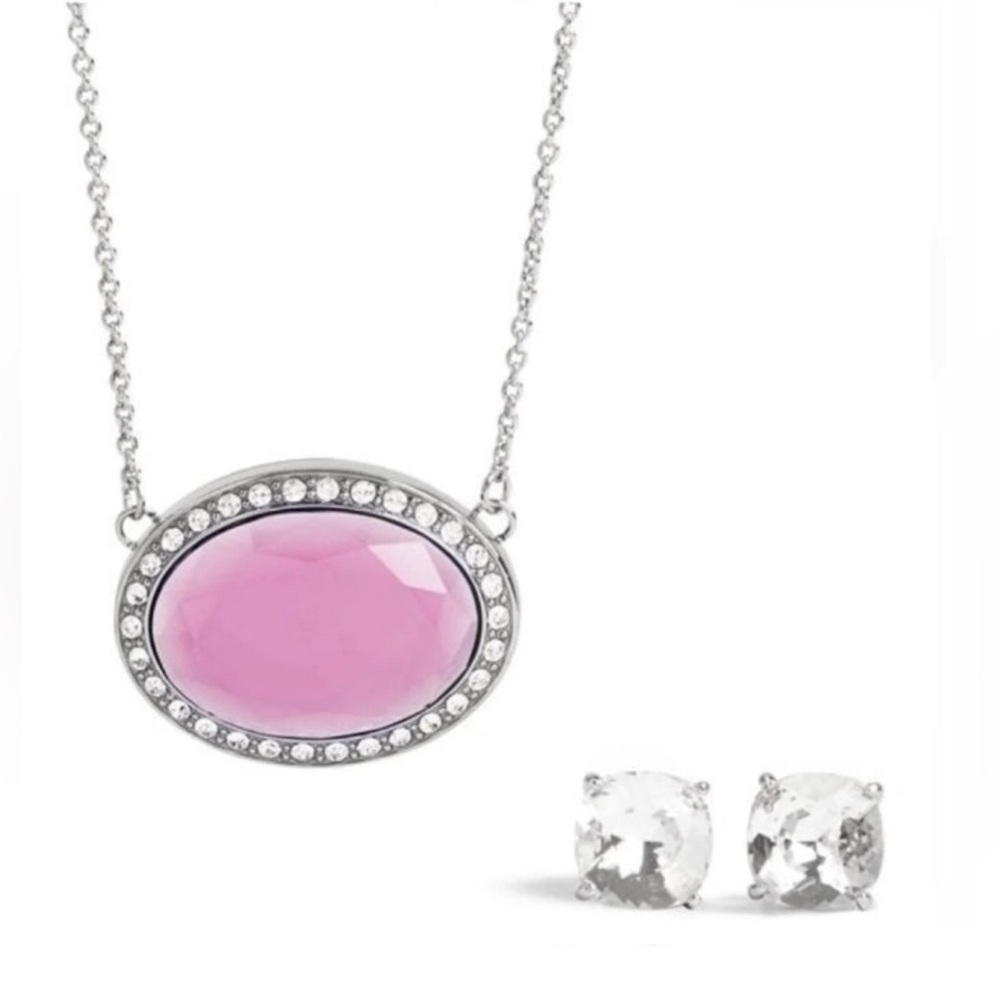 Origami Owl Amethyst Prism Oval Living Locket & Mini Clara Stud Earrings Set